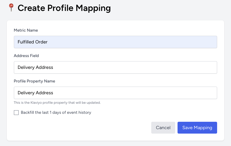 Mapping wizard with backfill