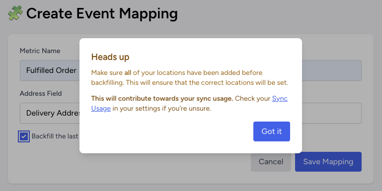 Backfill progress in logs