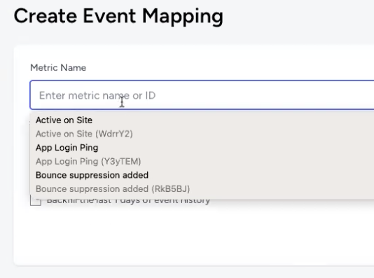 Metric typeahead results